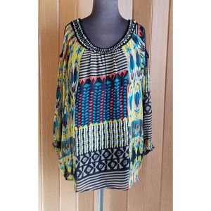 LV Collection NWT size medium boutique multicolored long sleeve blouse